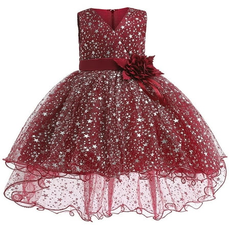 

Toddler Girls Princess Flower Dress Kids Wedding Pageant Christmas Dress 1-6T