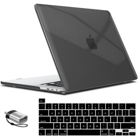 IBENZER Hard Shell Case Compatible with 2020 2019 MacBook Pro 16 Inch A2141, Hard Shell Case with Keyboard Cover & Type-C Adapter for Apple Old Version Mac Pro 16 inch, Crystal Black, T16-CYBK+1