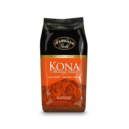Hawaiian Gold Kona Coffee Morning Blend Ground Coffee, 10