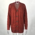 thumbnail image 5 of VISALY Long Cardigans Button Down Cardigans Womens Patchwork Cardigan Long Sleeve Open Front Knit Sweaters Coat Pockets Crochet Cardigan Baggy Cardigan Red L, 5 of 8