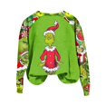 thumbnail image 5 of KYGABAK Ugly Christmas Sweater Women Grinch Sweatshirt for Women Christmas Sweatshirts for Women Grinch Sweatshirt Ladies Fashion Casual Long Sleeve Shoulder Insert Printed Crew-Neck Hoodie top, 5 of 5