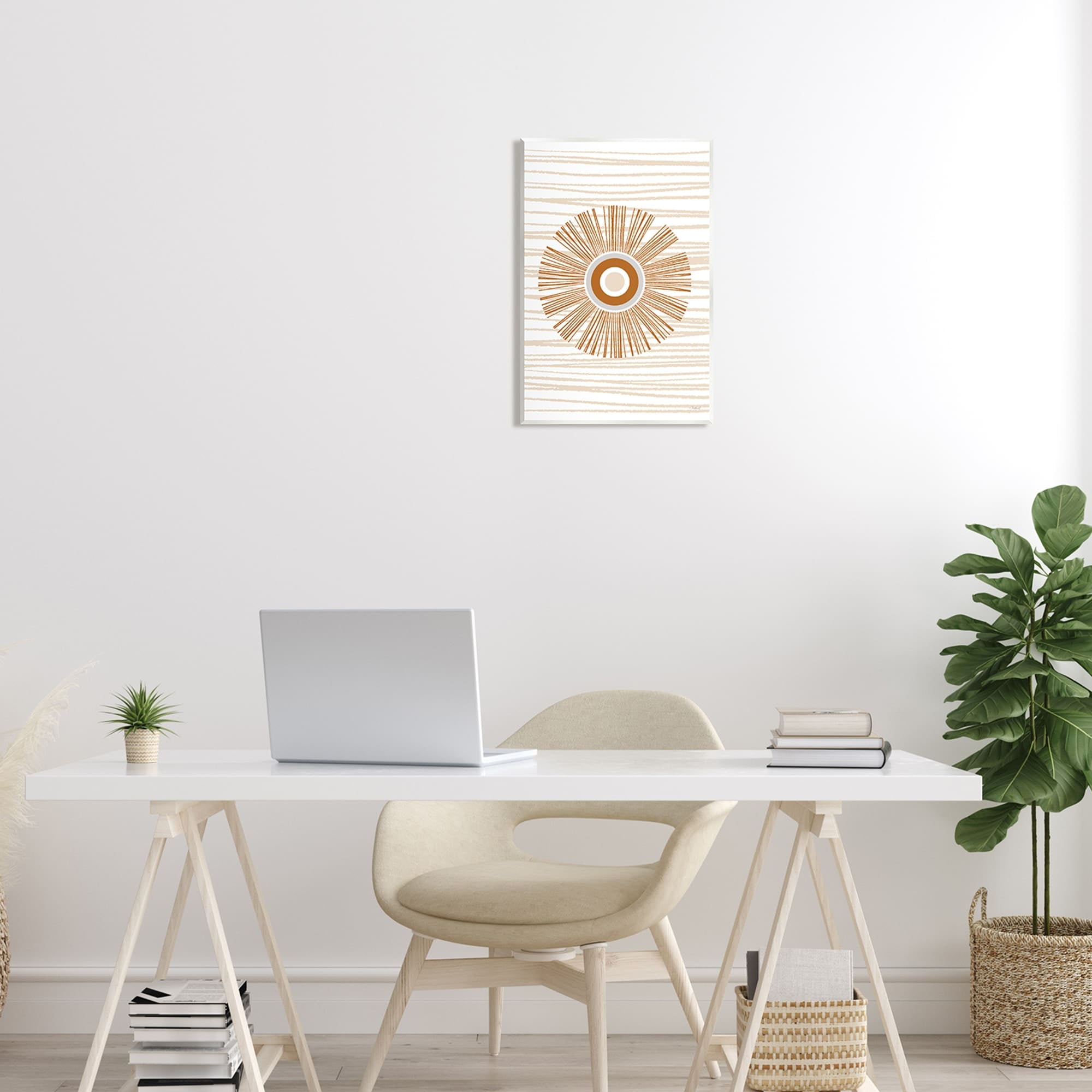 Stupell Industries Earthy Circular Abstract Sun Pattern Wavy Stripes Graphic Art Unframed Art Print Wall Art, Design by Martina Pavlova