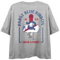 thumbnail image 2 of Pabst Blue Ribbon Floral Art Women's Heather Gray Crop Tee-Small, 2 of 4