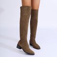 thumbnail image 2 of RUIYANQI Women's Over The Knee Suede Boots Side Zipper Chunky Heel Fashion Booties Trendy Winter Footwear Stylish Plain Design Elegant Long Boots Brown Women Sandal, 2 of 9