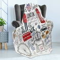 thumbnail image 4 of Hipster Soft Flannel Fleece Blanket, I Love London Double Decker Bus Telephone Booth Cab Crown of United Kingdom Big Ben, Cozy Plush for Indoor and Outdoor Use, 70" x 90", Multicolor, by Ambesonne, 4 of 5