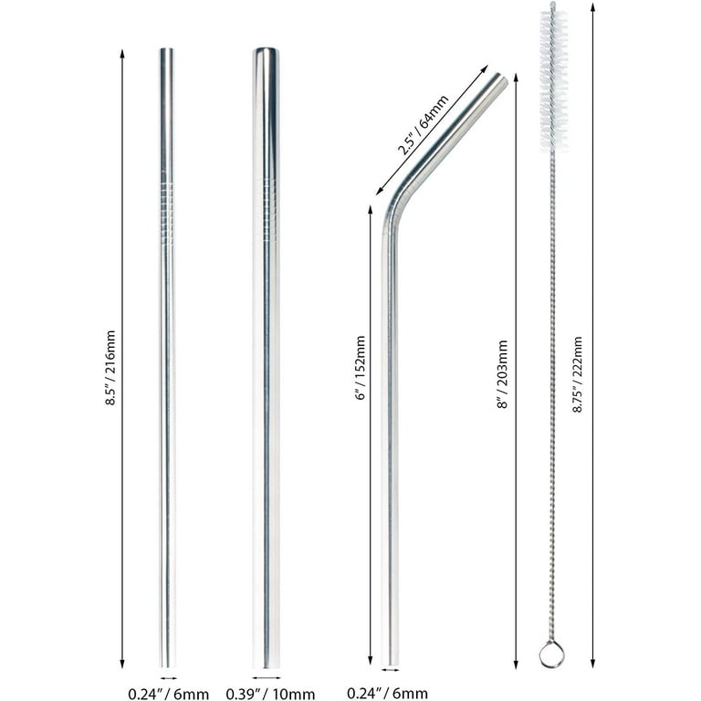 12 Metal Straws, 4pcs Ultra Long 0.24 Diameter Reusable Straight