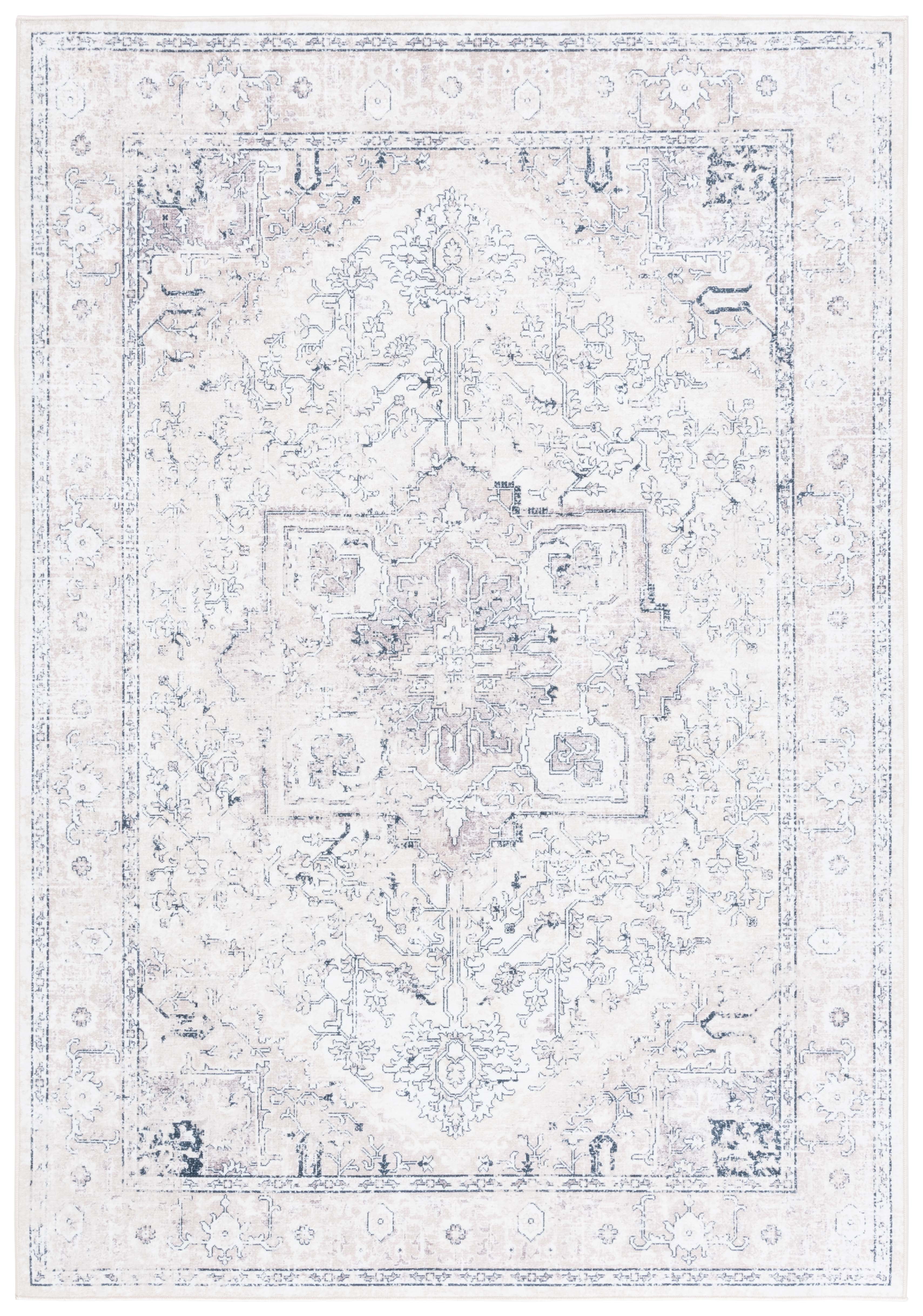 SAFAVIEH Orlando Tokora Medallion Machine Washable Area Rug, Beige/Grey, 8' x 10'