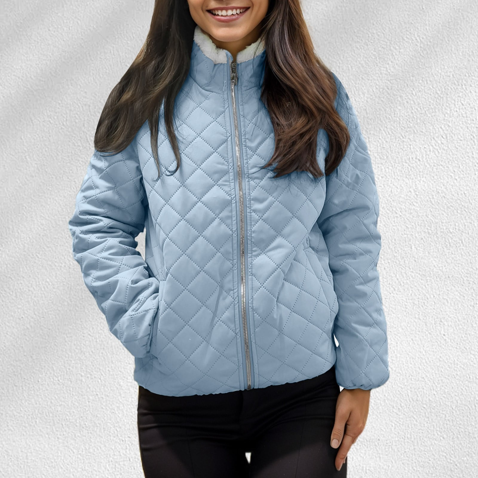 Bjutir Winter Women Coat Parka Jacket Warm Velvet Waist Tooling Jacket Lapel Coat Long Sleeved Top Coat Cotton Jacket Blue