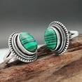 thumbnail image 3 of Green Malachite Inlaid Metal Ring Unisex Fashion Jewelry, 3 of 5