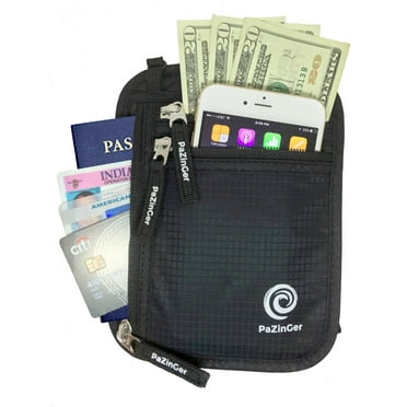 1-Pack Secure RFID Blocking Neck Wallet & Passport Holder – Ultimate Travel Pouch for Safe Traveling PAZINGER
