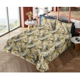 thumbnail image 4 of Ambesonne Floral Fitted & Flat Sheet with Shams 4 Pcs Set, Summer Flowers Print Retro, Calking, Dark Yellow and Grey, 4 of 5