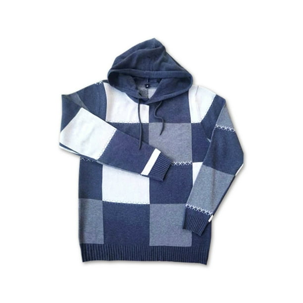 MHFRRA Suéter de Punto para Hombre, Informal, Holgado, con Capucha, para Otoño E Invierno Azul