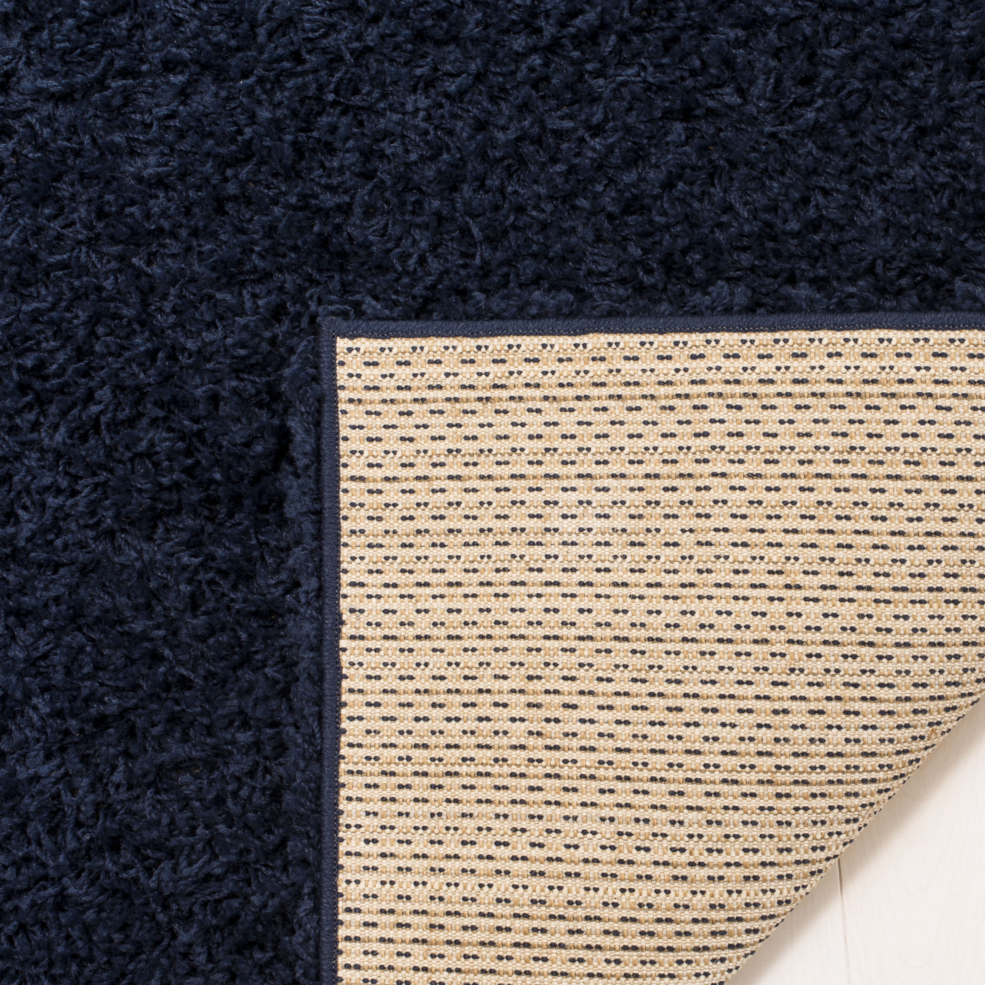 SAFAVIEH Lavena Solid Plush Shag Area Rug, Navy, 10' x 14'