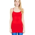 thumbnail image 3 of ShezPretty Womens & Juniors Basic Solid Long Length Adjustable Spaghetti Strap Camisole Tank Top (4PK - 2XLarge, Red/Black/Red/Black), 3 of 5