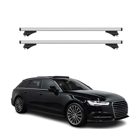 OMAC Cross Bars Roof Racks Aluminium for Audi A6 Allroad 2012-2018 Silver 2 Pcs Anti-Theft for Travel Kayak Canoe Surf Ski Snowboard Camping
