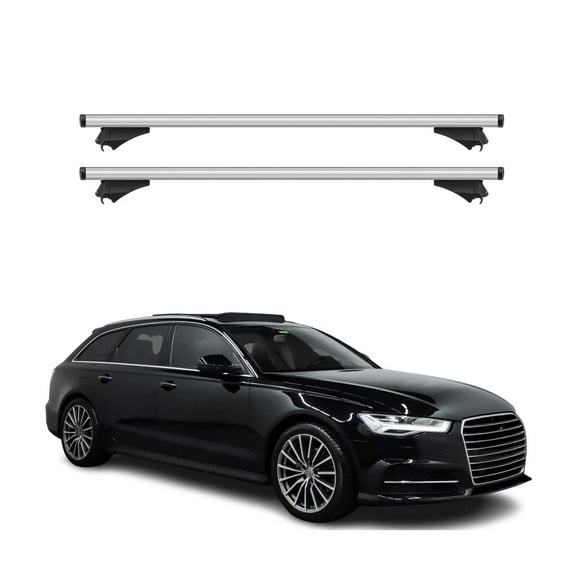 OMAC Cross Bars Roof Racks Aluminium for Audi A6 Allroad 2012-2018 Silver 2 Pcs Anti-Theft for Travel Kayak Canoe Surf Ski Snowboard Camping