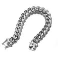 thumbnail image 6 of 8mm-18mm Mens Miami Cuban Link Bracelet Bangle 18k Gold Plated Stainless Steel, 6 of 8