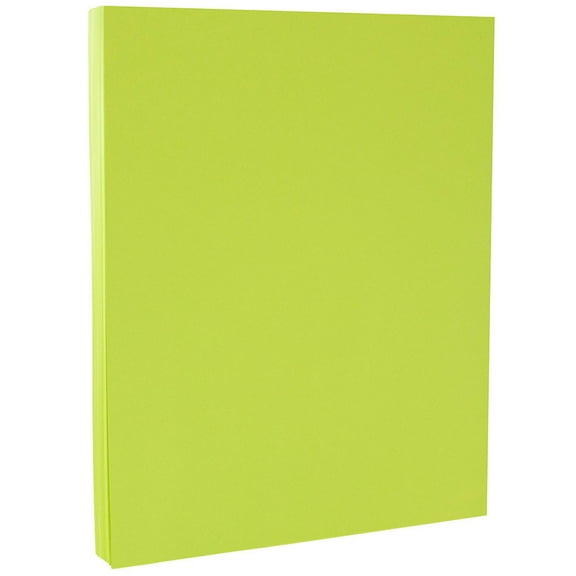 JAM Paper Letter Cardstock, 8 1/2 x 11, 50 per Pack, 65lb Lime Green