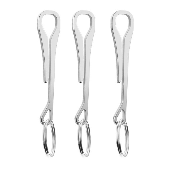 3pcs Stainless Steel Key Rings Portable Pocket Clip Lightweight Key Chains