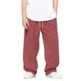 thumbnail image 2 of Open Bottom Active Sweatpants Boys Soft Fleece Cotton Blend Pull On Straight Leg Sweats 3-15Y, Watermelon Red, 2 of 9