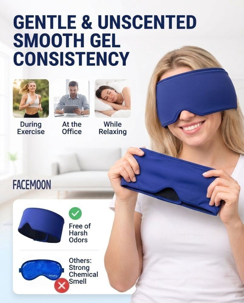 FACEMOON Large Cooling Eye Mask, Soft Thick Gel, Flexible, Reusable, Puffy Eyes Dark Circles Relief, Pink