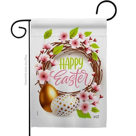 Angeleno Heritage G135437-BO Easter Wreath Springtime Double-Sided Decorative Garden Flag, Multi Color