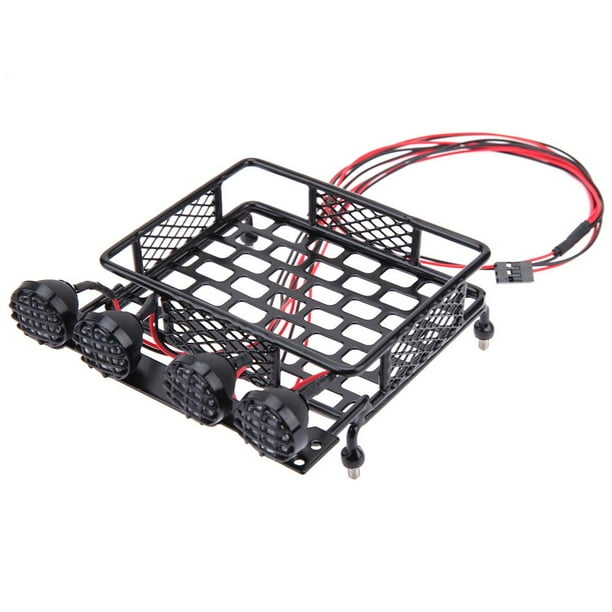 Motores de Vehículos Juguete Portaequipajes de techo de Metal 4 luces LED para 1/10 RC Cars Crawler CC10 accesorios