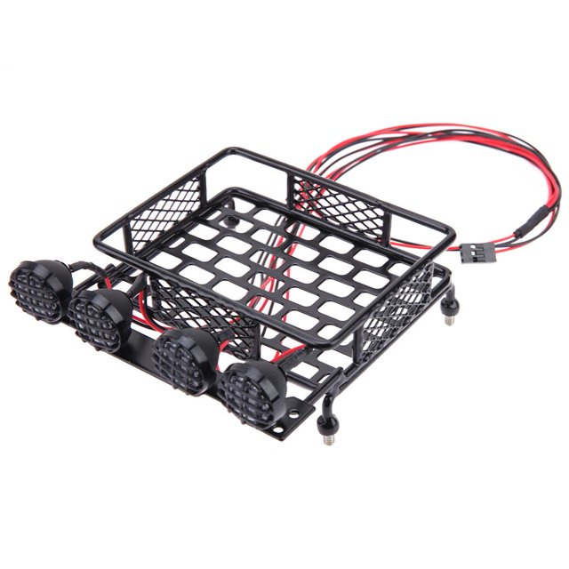 Portaequipajes de techo de Metal 4 luces LED para 1/10 RC Cars Crawler CC10 accesorios JShteea El nuevo