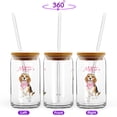 thumbnail image 2 of Happy Mother's Day Beagle Love Dog Mom Heart Flower 16oz Glass Cup Mug Beagles Dog Lover Gifts Idea Glass Can with Bamboo Lid and Straw - 12004, 2 of 5