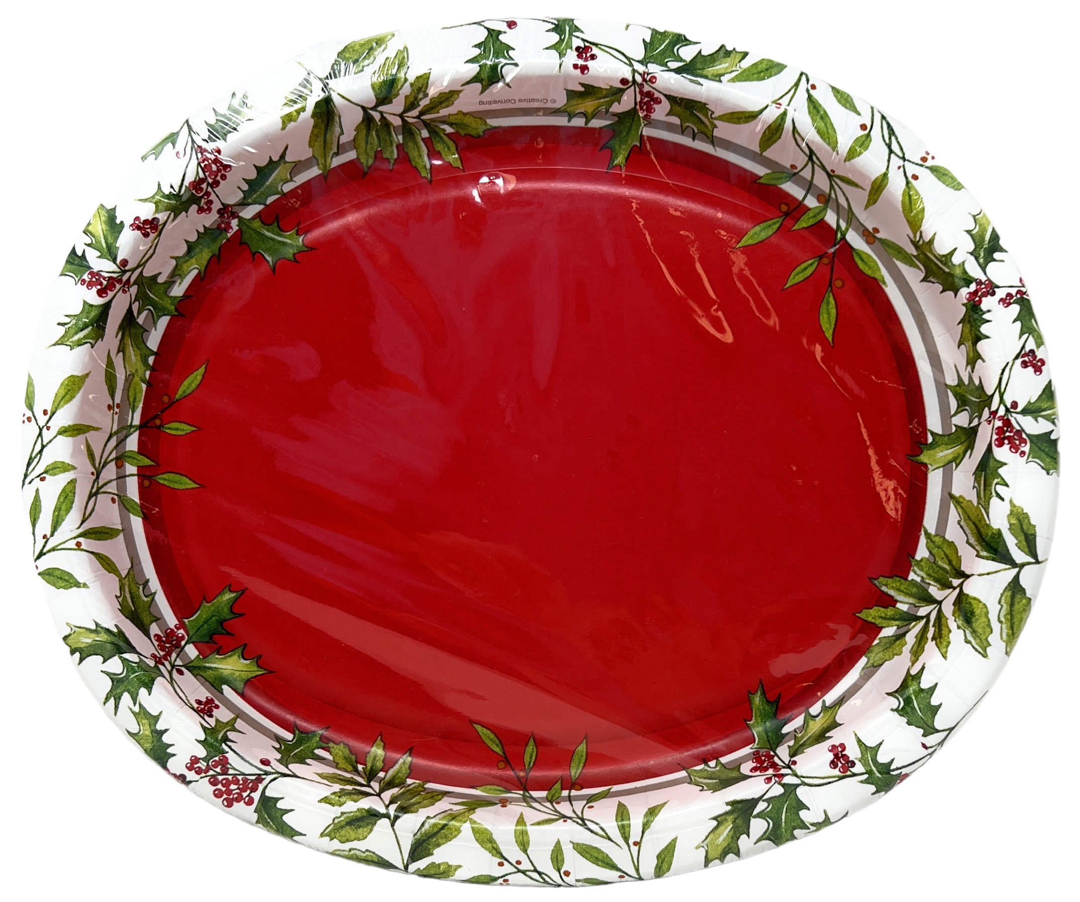 Northeast Home Goods Christmas Holly and Ivy Oval Disposable Paper