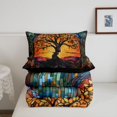 thumbnail image 5 of Homewish Boho Tree Of Life Twin Comforter Sets,Colorful Bohemian Glass Bedding Set,Orange Blue,Black Reversible,2pcs,1 Comforter and 1 Pillowcase, 5 of 7