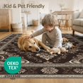 thumbnail image 4 of ODIKA 4'x6' Washable Area Rug Non-Slip, Chair-Friendly, Flatwoven Vintage Distressed Damask Border Ornate Faded Southwestern Hallway Boho Refined for Home Office, Under Desk, 4 of 7