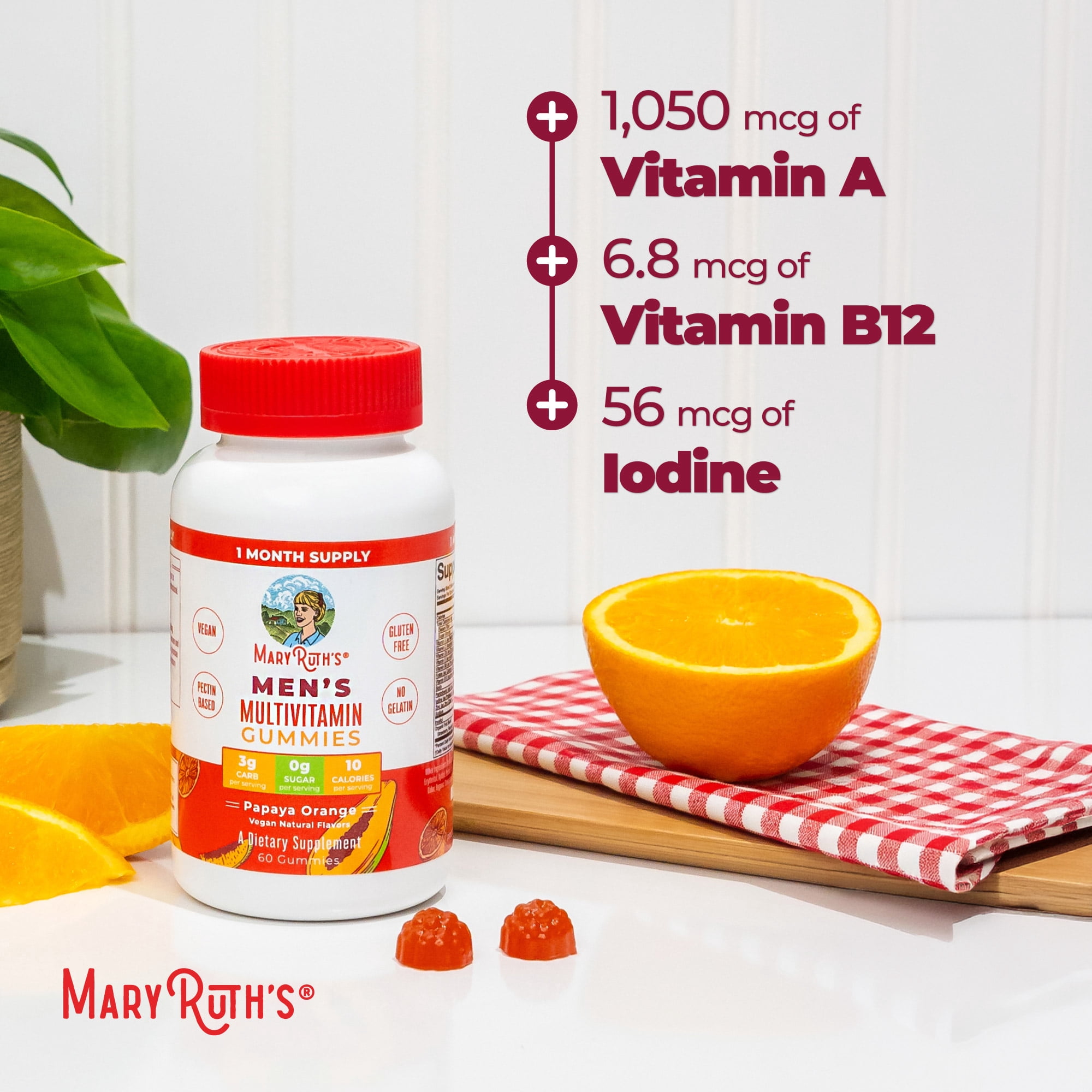 MaryRuth's Men's Multivitamin Gummies Vegan Antioxidant Immune Support 60 Count