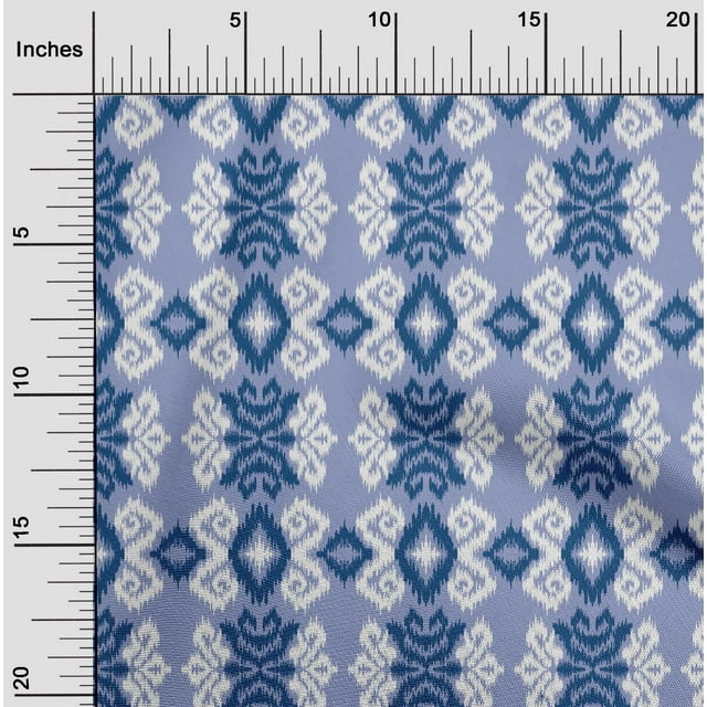 oneOone Georgette Viscose Fabric Diamond & Swirl Ikat Print Sewing Fabric BTY 42 Inch Wide