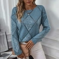thumbnail image 7 of Women's Sequin Knit Sweater Tops Crew Neck Sweatshirt Long Sleeve Blouse Comfort Casual Pullover Sweater Blouses Casual Tops Comfy Fall Fashion Outfits Winter Clothes 2025, 7 of 7