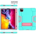 thumbnail image 6 of iPad Pro 11 inch 2nd Generation 2020 Shockproof Case with PET Screen Protector, Dteck Heavy Duty Anti-impact Rugged Hybrid 3 Layer Full Body Protection Case Built-in Kickstand, Mint+Rose, 6 of 7