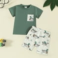 thumbnail image 2 of HCNTES Toddler Baby Boy Outfit Summer Short Sleeve Mallard T Shirt Checkered Plaid Shorts Two Piece Clothes 12-18 Months Beige, 2 of 6