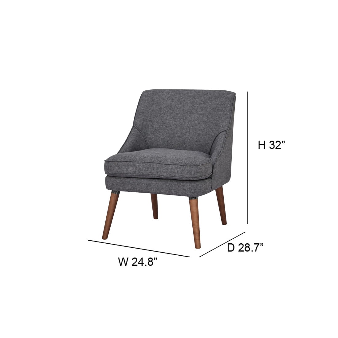 A&D Home Dana Linen Accent Chair, Dark Gray