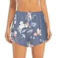 thumbnail image 2 of Xecao's Watercolor Flowers Butterfly for a double-layer running short for women, perfect for gym, tennis, and more, featuring a convenient pocket., 2 of 9