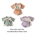 thumbnail image 3 of Qarigey Conjunto de pantalones cortos de camiseta de diseño Simple para niños, fiesta de verano para niños y niñas, Kit de pantalones de conjuntos de ropa Naranja 90cm, 3 of 6