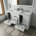 thumbnail image 4 of Lexora Home Dukes 60" Carrara Marble Top Double Vanity in White, 4 of 10