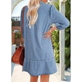 thumbnail image 4 of Denim Dress for Women Summer Casual Babydoll 2025 V Neck 3/4 Puff Sleeve Jean Dresses Light Blue XXL, 4 of 8