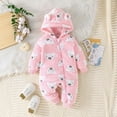 thumbnail image 2 of Gibobby Newborn Baby Bear Outfit Suit Girls Boys Fleece Jumpsuit Romper Hooded Winter Snowsuit Clothes(Pink,3-6 Months), 2 of 7