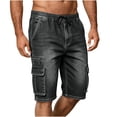 thumbnail image 5 of Mifsaly Mens Jean Cargo Shorts Elastic Waist Drawstring Denim Shorts Fashion Relaxed Fit Casual Summer Wear Clothes with Multi Pockets Black,XL, 5 of 5