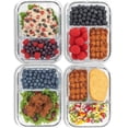 thumbnail image 1 of 8 Pzs Contenedores de Vidrio para Almacenamiento de Alimentos con Tapas, Contenedores Herméticos de Vidrio para Preparación de Comidas de 2 y 3 Compartimentos (4 Contenedores y 4 Tapas), Aptos para, 1 of 11