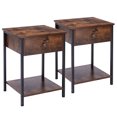 thumbnail image 7 of ALEAVIC Set of 2 Nightstand, 2-Tire End Table with Drawer and Storage Shelf, Brown, 7 of 7