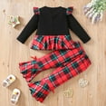 thumbnail image 7 of MYShe Christmas Newborn Gi'rl Outfits Ba/by Gi'rl Clothes To/ddler Long Sleeve Ruffle Romper Top In'fant Skirt Set Little Gi'rl Overall Dress Red,2-3 Years, 7 of 7