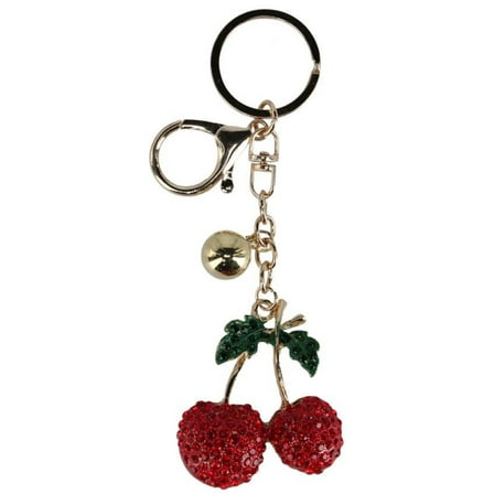 CTM  Rhinestoned Cherry Bag Charm (Women)