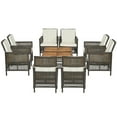 thumbnail image 2 of Costway 10PCS Patio Rattan Furniture Set Cushioned Sofa Armrest Wooden Tabletop, 2 of 9
