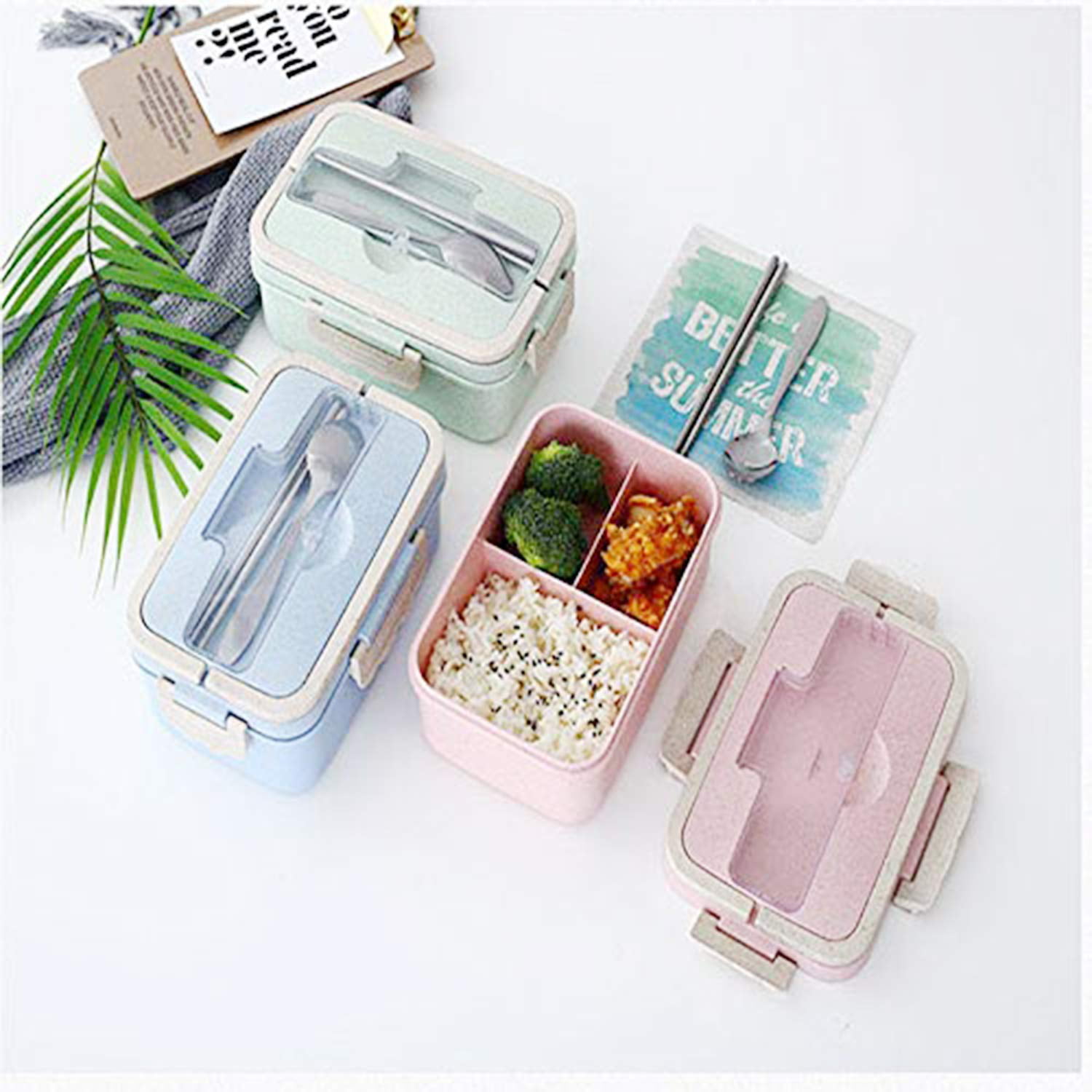 SDJMa Bento Box for Kids, 3-In-1 Small Lunch Box with Spoon & Fork &  Removable Partition, Leakproof Food Container for Preschool Kindergarten  Girls